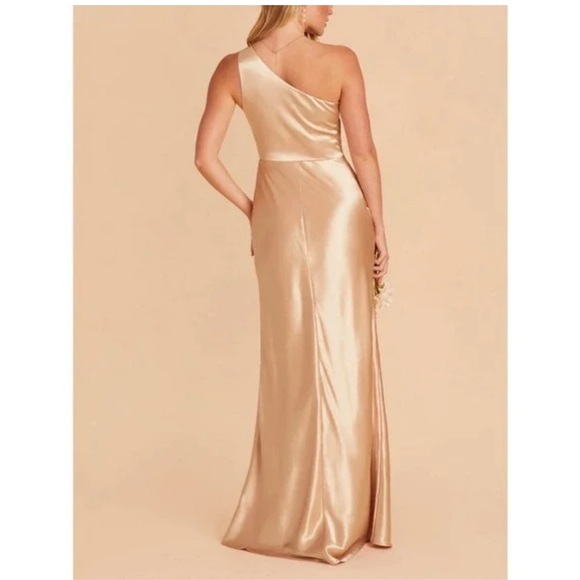 Birdy Grey One-Shoulder Satin Gown in Champagne Gold - Picture 2 of 7